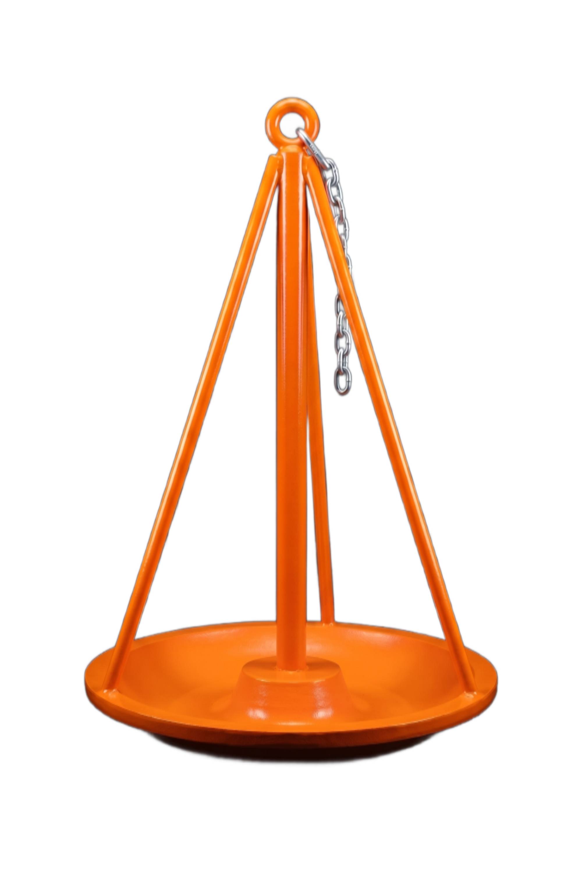 The MoorSafe anchor: three orange bars rising from the bowl to a cone above the stem